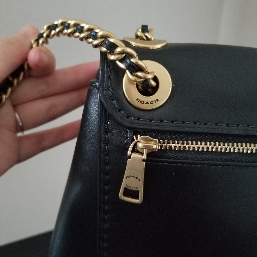 Coach Black Backpack with Gold Chain - Picture 7 of 9